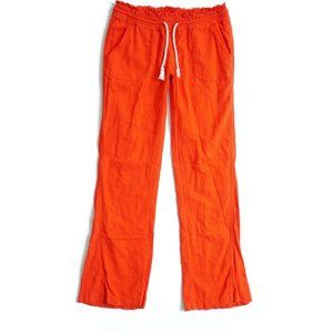 Roxy Womens Ocean Side Beach Pants Casual Orange Linen Blend Size Small